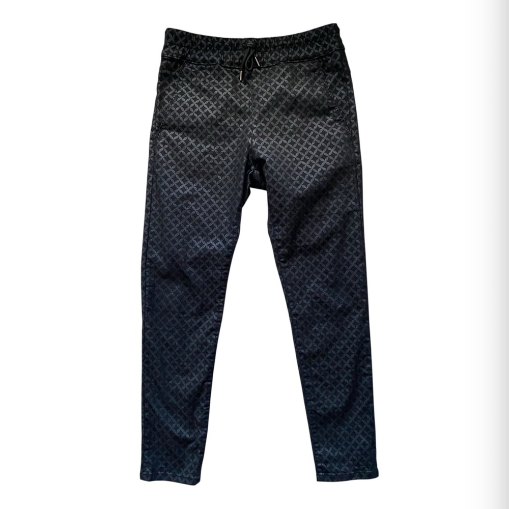 Bevy  Flog Shely  28 Black Tapered Pull On Drawstring Stretch  Diamond Joggers